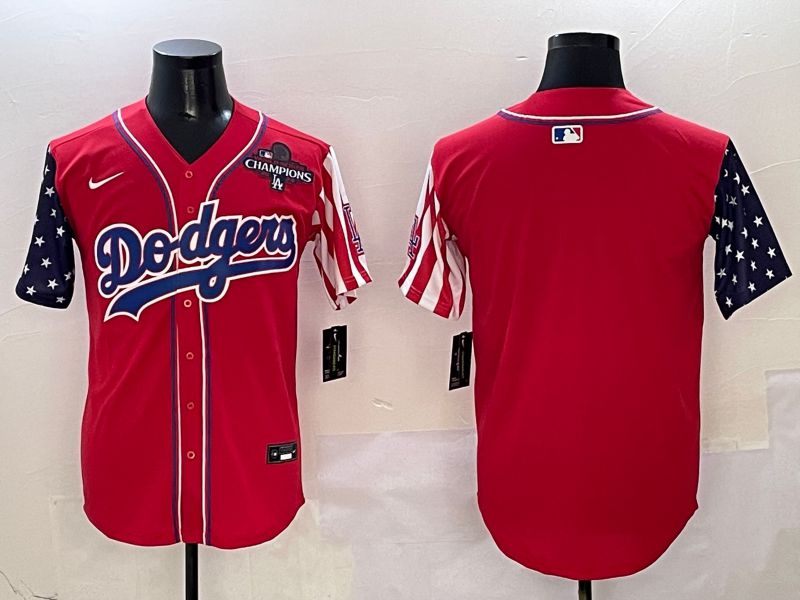 Men Los Angeles Dodgers Blank Red a generation of national flags Joint name 2025 Nike MLB Jersey style 4